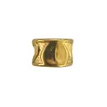 Close-up detail of a vintage patterned 18K gold plated stainless steel cylinder charm bead. - Vintage Carved Cylinder Bead (HY-273)