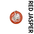Pendentif donut pierre rouge avec ornement papillon argenté pour collier - Jaspe Rouge
