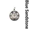 Pendentif en grès bleu avec motif creux de géométrie sacrée du cube de Métatron - Pierre de Sable Bleue