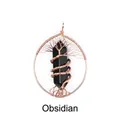 Handmade Tree of Life pendant with hexagonal black obsidian pillar in rose gold wire - Obsidian (Rose Gold)