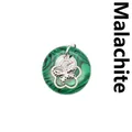 Pendentif en malachite verte naturelle avec motif de papillon en argent évidé - Malachite