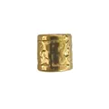 Close-up of gold-plated stainless steel barrel bead with vintage engraved patterns for DIY - Vintage Relief Barrel Bead (HY-274)