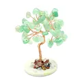 Detailed view of green crystal money tree with wire-wrapped trunk and stone base - Aventurine Jade