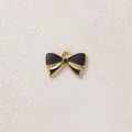 Eleganter vergoldeter Edelstahlanhänger mit schwarzer Schleife für DIY Schmuckdesign - Schwarz Gold Schleife