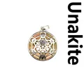Natuurlijke Unakiet steen hanger met een prachtig zilveren holle Davidster patroon - Unakiet