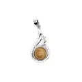 Natural yellow aventurine stone pendant necklace featuring an elegant silver leaf frame design - Jasper