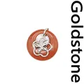 Pendentif élégant en pierre de sable doré naturel avec breloque papillon en argent - Pierre de Sable d'Or