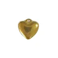 Dettaglio di un ciondolo a cuore in acciaio inossidabile placcato oro 18 carati per gioielli - Pendaglio a cuore 3D semplice (HY-979)