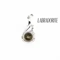 Elegant silver pendant with round labradorite gemstone and sparkling crystal border - Labradorite