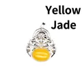 Maitreya Laughing Buddha pendant with oval yellow natural stone in silver finish - Topaz
