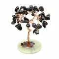 Handmade black obsidian wire wrapped chakra tree on calcite base for home decor - Obsidian