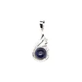 Elegant blue sodalite natural stone pendant with silver-plated artistic curved frame - Blue Sodalite