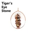 Handmade copper wire tree of life pendant featuring tiger's eye hexagonal crystal point - Tiger's Eye (Rose Gold)