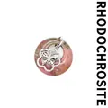 Pendentif donut en rhodochrosite naturelle avec un délicat charm papillon en argent - Rhodonite