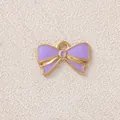 Vergoldeter Edelstahl Schleifenanhänger mit lila Emaille für DIY-Schmuckprojekte - Lila Gold Schleife