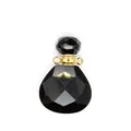 Detail view of black faceted natural stone essential oil diffuser bottle pendant - Obsidian / Gold Accessories
