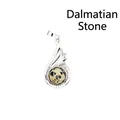Elegant Dalmatian Jasper pendant in silver-tone frame with sparkling crystal accents - Dalmatian Jasper