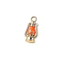 Vintage style gold-plated stainless steel lantern pendant charm in orange - Orange Lantern