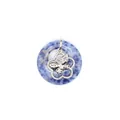 Pendentif disque pi en pierre bleue naturelle avec un charmant papillon argenté - Jaspe à Points Bleus