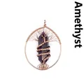 Handcrafted copper wire wrapped Tree of Life pendant with amethyst hexagonal pillar - Amethyst (Rose Gold)