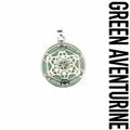 Prachtige natuurlijke groene aventurijn steen ketting met hol geometrisch hanger ontwerp - Aventurijn jade