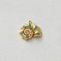 Gold-plated stainless steel shell pendant with inlaid teal zircon for DIY jewelry - Teal Zirconia Conch Pendant Only (Without Chain) (D155-5)