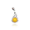 Elegant silver swooping pendant necklace featuring a natural round yellow aventurine stone - Topaz