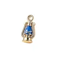 3D miniature lantern pendant charm in gold-plated stainless steel with blue enamel - Blue Lantern