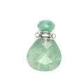Natural green stone faceted teardrop pendant perfume bottle diffuser for jewelry - Green Strawberry Quartz / Silver-Tone Accessories