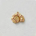 Gold-plated stainless steel shell pendant with pink zircons for DIY jewelry making - Pink Zirconia Conch Pendant Only (Without Chain) (D155-6)