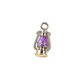 3D vintage lantern charm in purple enamel and gold finish for jewelry DIY - Purple Lantern