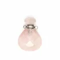 Macro view of faceted natural rose quartz perfume bottle pendant diffuser jewelry - Rose Quartz / Silver-Tone Accessories