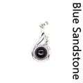 Elegant silver-tone wave pendant featuring a blue sandstone cabochon and crystal accents - Blue Sandstone