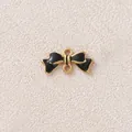 Vergoldeter Edelstahl-Schleifen-Verbinder mit schwarzem Emaille für DIY-Schmuckbau - Lange Schleife / 3er-Pack / Schwarz