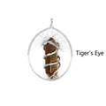 Tree of Life handmade pendant featuring a natural hexagonal brown Tiger's Eye crystal stone - Tiger Eye (Silver)