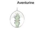 Handmade tree of life aventurine crystal hexagonal prism pendant necklace - Aventurine (Silver)