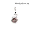 Delicate silver plated Rhodonite stone pendant necklace with sparkling crystal accents for women - Rhodonite
