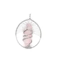 Handmade rose quartz tree of life pendant with silver wire wrap and hexagonal pillar - Rose Quartz (Silver)