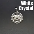 Prachtige hanger van natuurlijk wit kristal met een zilveren hol Merkaba-ontwerp - Bergkristal