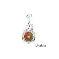 Elegant teardrop-shaped natural Unakite stone pendant necklace with silver finish - Unakite