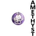 Pendentif donut Ping An Kou en améthyste naturelle violette avec motif papillon. - Améthyste