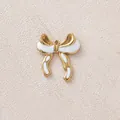 Vergoldeter Edelstahl-Schleifenanhänger mit weißem Emaille-Finish für DIY-Schmuck - Lange Schleife / 3er-Pack / Weiß