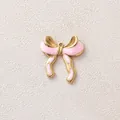 Vergoldeter Edelstahl-Schleifenanhänger mit rosa Emaille für DIY-Schmuckherstellung - Lange Schleife / 3er-Pack / Rosa