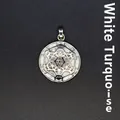 Opengewerkte Ster van David hanger met natuurlijke witte turquoise steen - Howliet