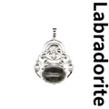 Natural stone Maitreya Buddha pendant necklace with inlaid oval labradorite gemstone - Labradorite