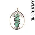 Handmade tree of life necklace with green aventurine hexagonal crystal pendant - Aventurine (Ancient Bronze)