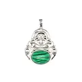 Exquisite silver-plated Maitreya Buddha necklace pendant featuring natural green malachite - Malachite