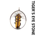Handmade tiger eye stone hexagonal pillar tree of life pendant in copper wire - Tiger Eye (Antique Bronze)