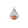 Maitreya Buddha pendant necklace featuring a sparkling goldstone inlay in silver - Gold Sandstone