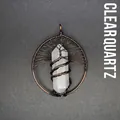 Handmade tree of life necklace with clear quartz hexagonal pillar crystal pendant - Clear Quartz (Ancient Bronze)